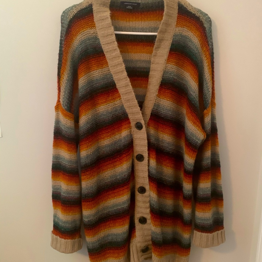 Striped button up cardigan